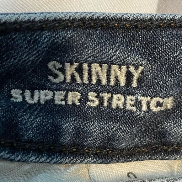 American Eagle Skinny Super Stretch Jeans Blue Medium Wash Denim Low Rise 0 - Picture 6 of 8